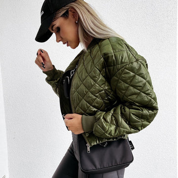 Diamond Quilted Cropped Bomber