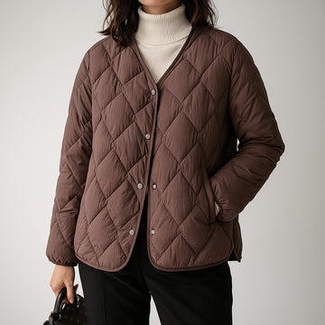 Diamond Quilted V-Neck Jacket