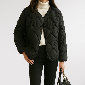 Diamond Quilted V-Neck Jacket