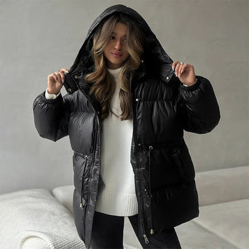 Drawcord Waist Hooded Puffer
