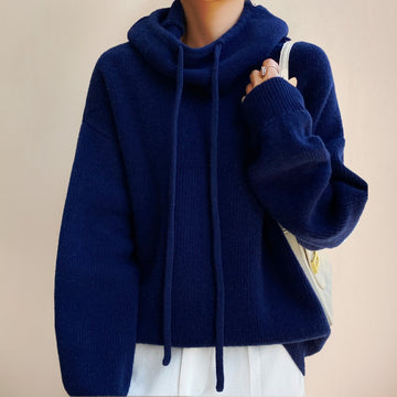 Drawstring Cowl Knit Sweater