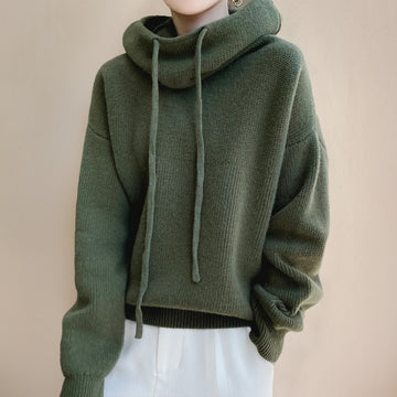 Drawstring Cowl Knit Sweater