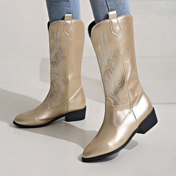 Feather Stitch Cowboy Boots