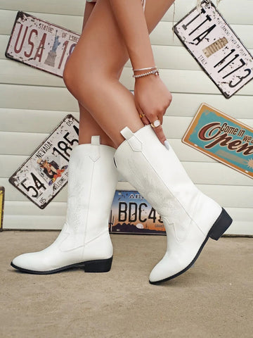 Feather Stitch Cowboy Boots