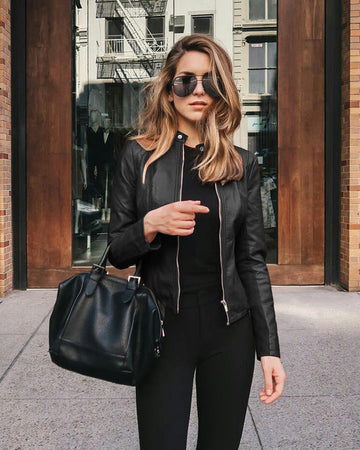 Fitted Zip-Front Biker Jacket