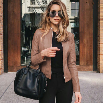 Fitted Zip-Front Biker Jacket