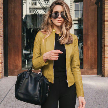Fitted Zip-Front Biker Jacket