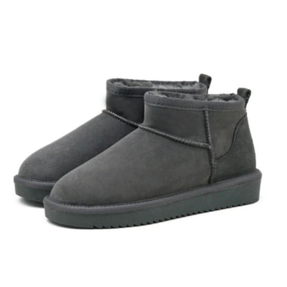 Fleece Lined Ankle Boots in Gray | Valenira