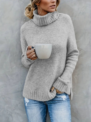 Folded Cuff Turtleneck Sweater