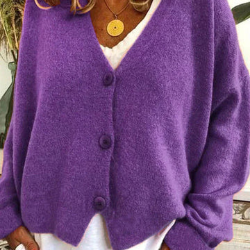 Fuzzy V-Neck Cardigan