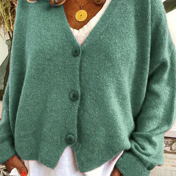 Fuzzy V-Neck Cardigan