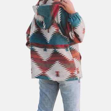 Geometric Print Zip Hoodie