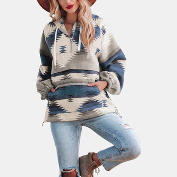 Geometric Print Zip Hoodie
