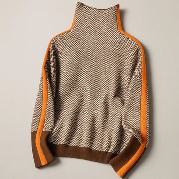 Herringbone Funnel Neck Sweater