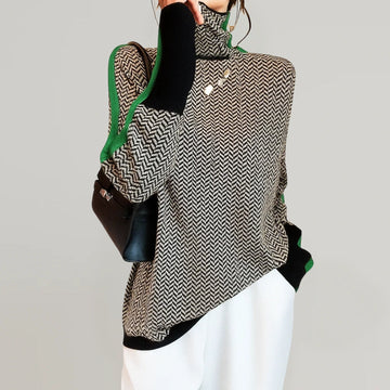 Herringbone Funnel Neck Sweater