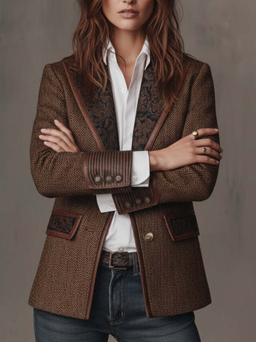 Herringbone Paisley Lapel Blazer
