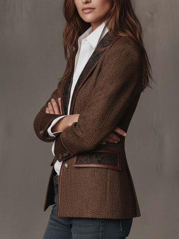 Herringbone Paisley Lapel Blazer