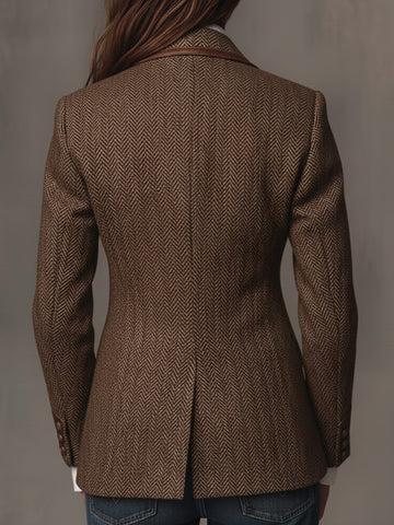 Herringbone Paisley Lapel Blazer