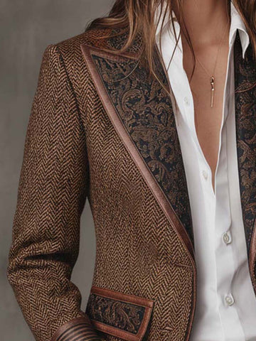 Herringbone Paisley Lapel Blazer