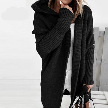 Hooded Batwing Knit Cardigan