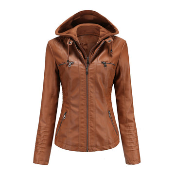 Hooded Faux Leather Jacket