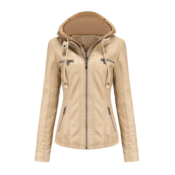 Hooded Faux Leather Jacket