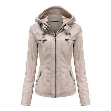 Hooded Faux Leather Jacket