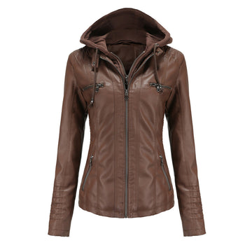 Hooded Faux Leather Jacket
