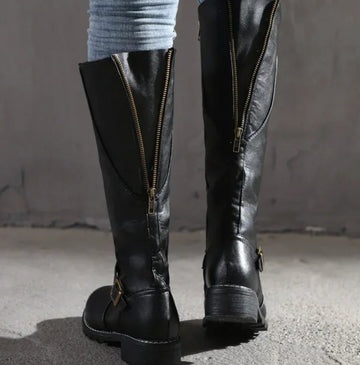 Knee High Buckle Strap Riding Boots