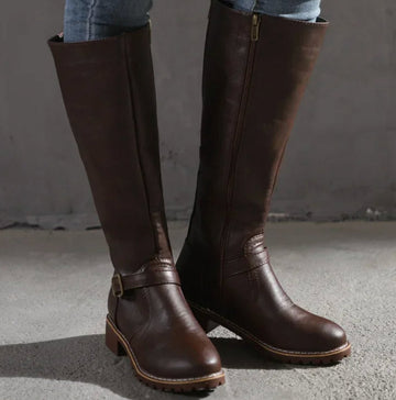 Knee High Buckle Strap Riding Boots