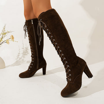 Lace Front Knee Boots