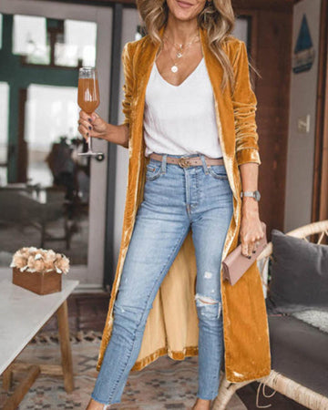Long Velvet Duster Cardigan