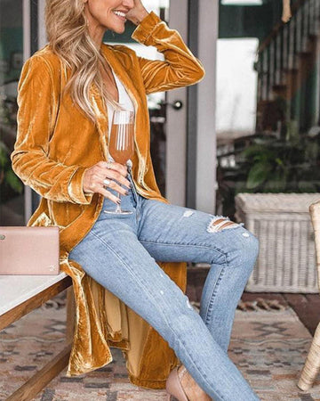 Long Velvet Duster Cardigan