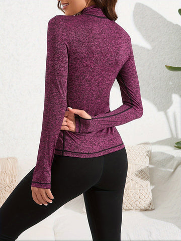 Marled Half Zip Top