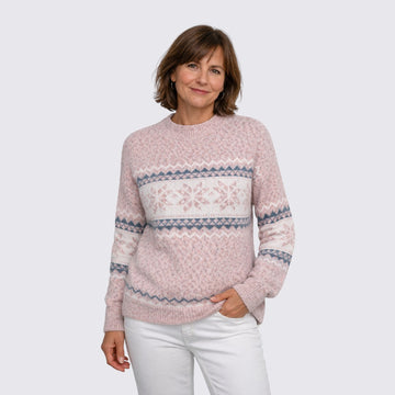 Mock Neck Nordic Stripe Sweater