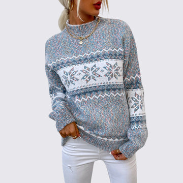 Mock Neck Nordic Stripe Sweater