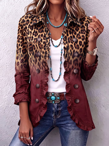 Ombre Leopard Ruffle Blazer