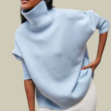 Oversized Drop Shoulder Turtleneck Sweater