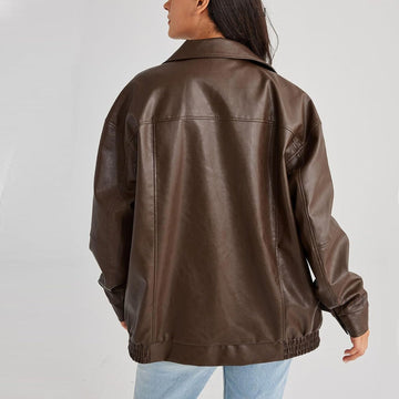 Oversized Leather-Look Bomber