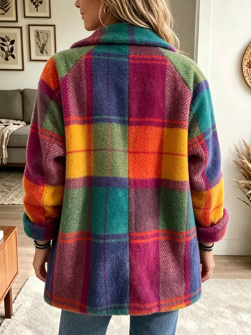 Oversized Plaid Lapel Coat