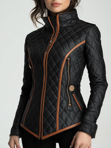 Piped Diamond Quilt Jacket