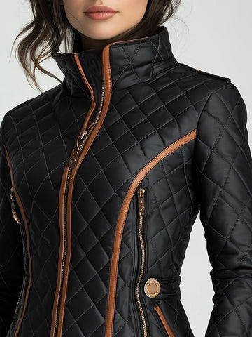 Piped Diamond Quilt Jacket