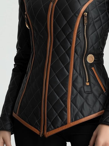 Piped Diamond Quilt Jacket