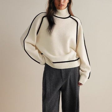 Piped Raglan Knit Sweater