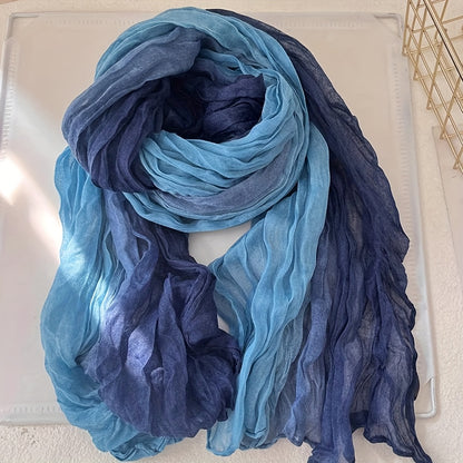 Pleated Gradient Scarf in Blue | Valenira