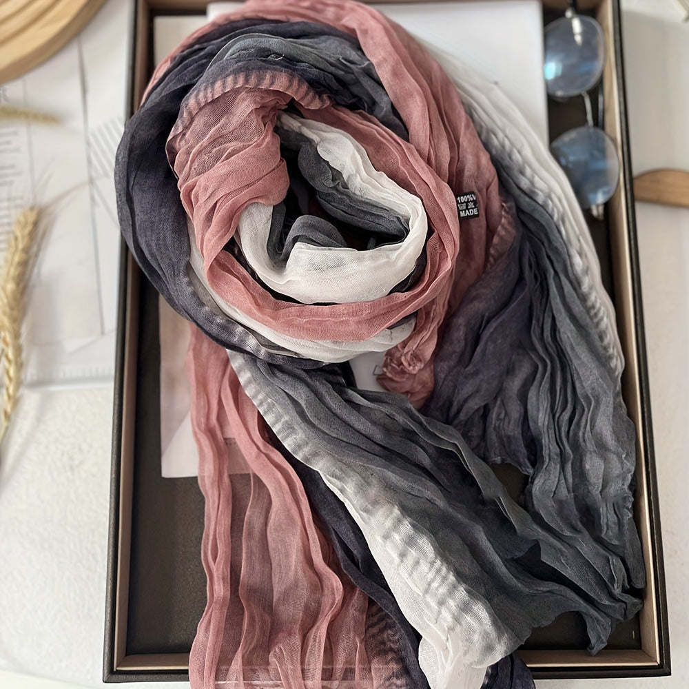Pleated Gradient Scarf in Gray Pink | Valenira