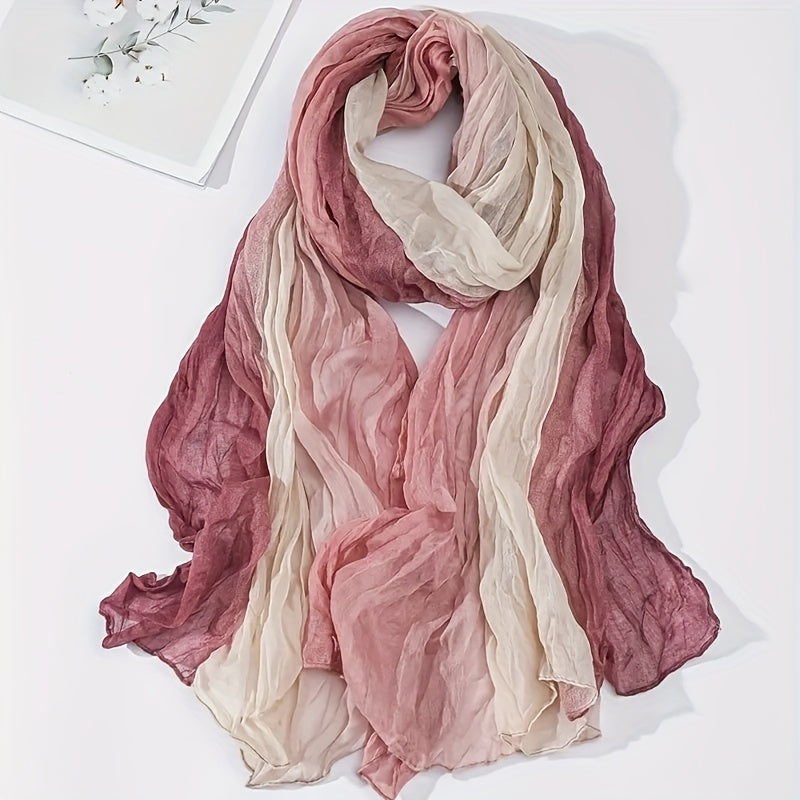 Pink and cream pleated gradient scarf