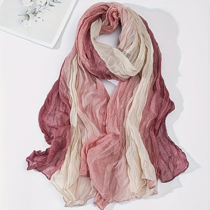 Pink and cream pleated gradient scarf