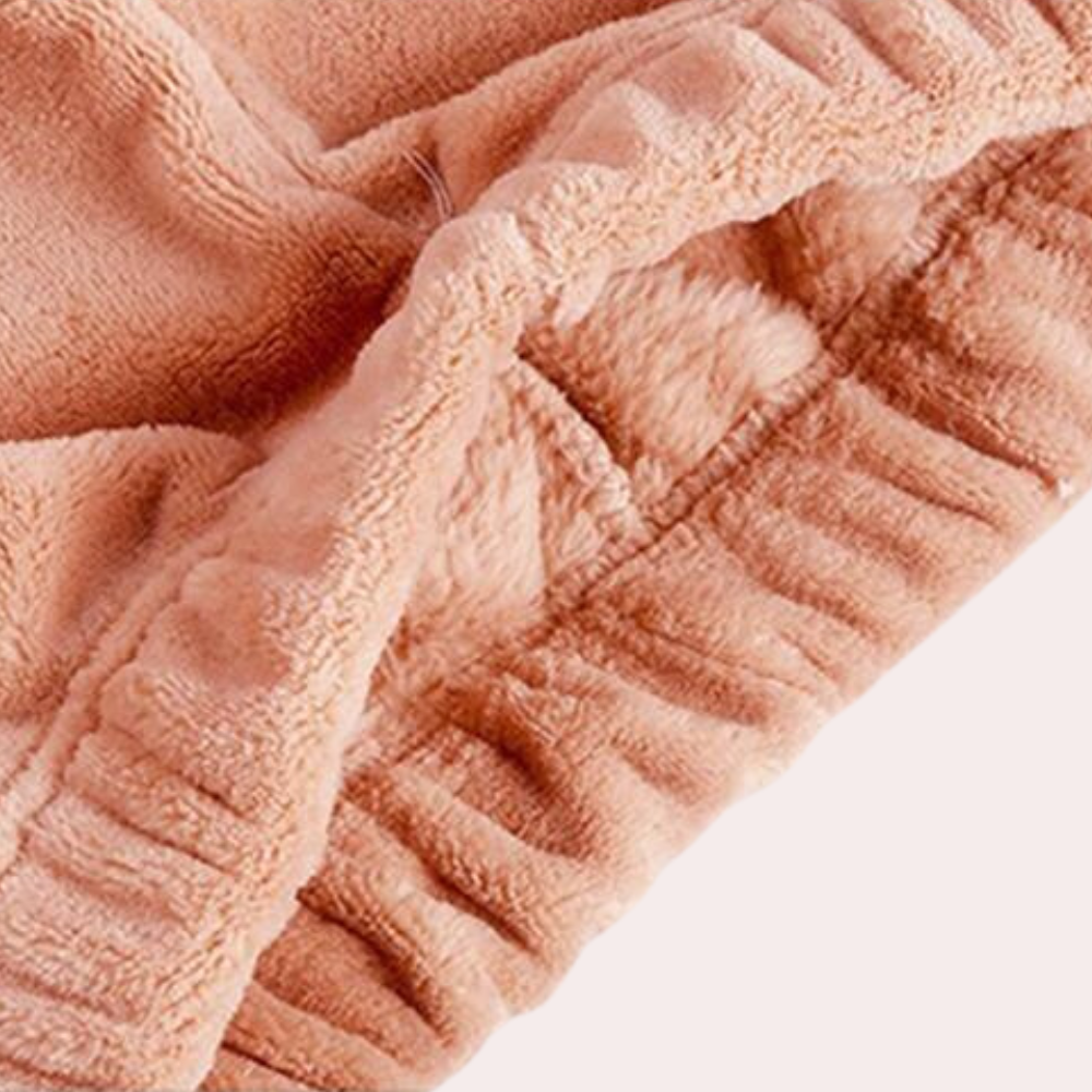 Close up of the plush fleece texture and elastic cuff