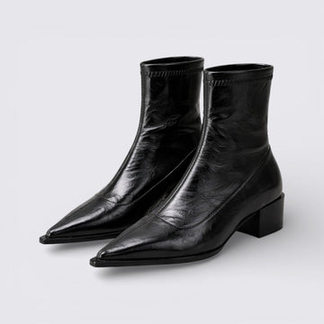 Pointed Toe Metallic Ankle Boots